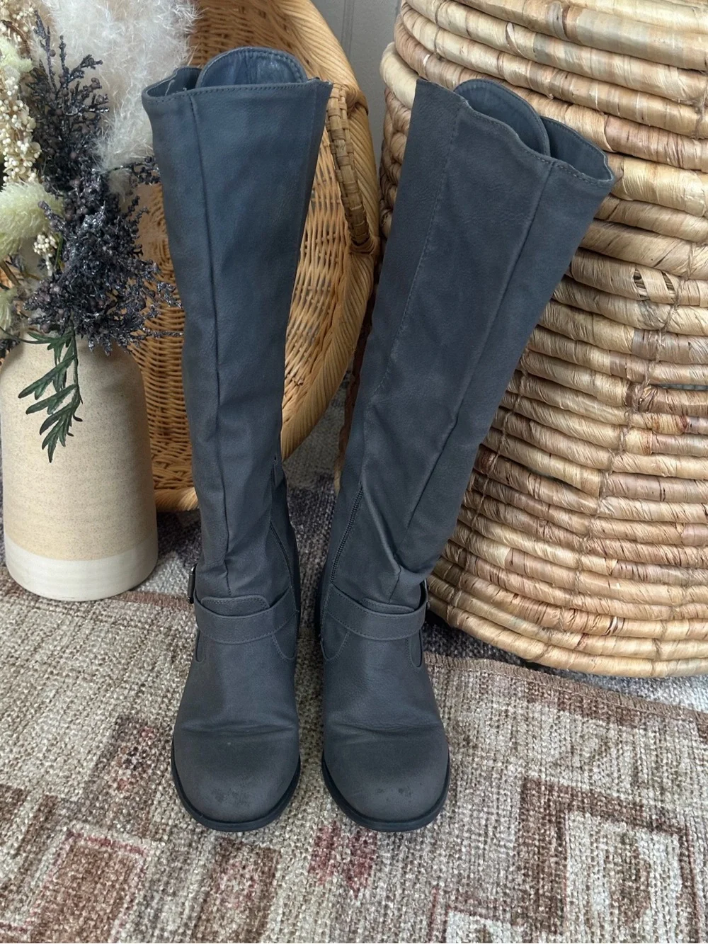 XOXO Women’s Tall Riding Boots Gray Mykie A Boots Size 6M